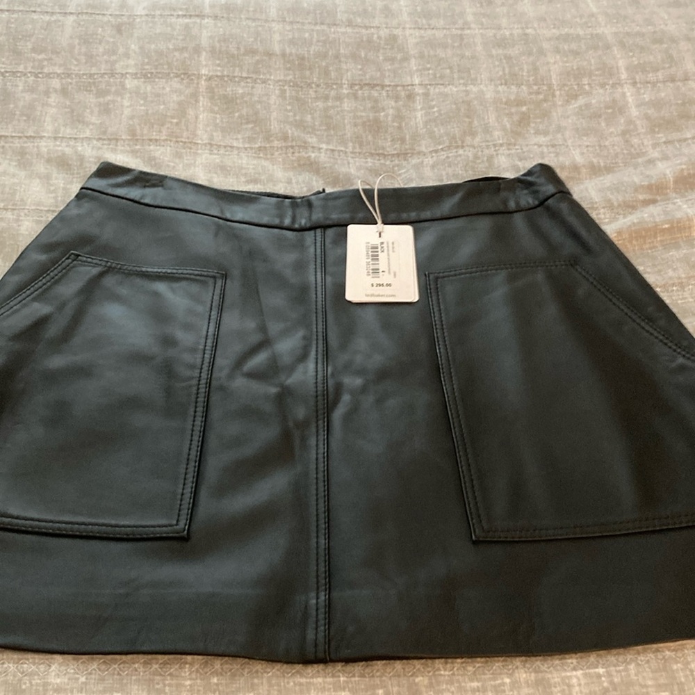 Brand New Ted Baker Black Leather Mini Skirt Size 4 EU Size 12 US